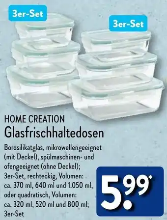 Aldi Nord HOME CREATION Glasfrischhaltedosen Angebot