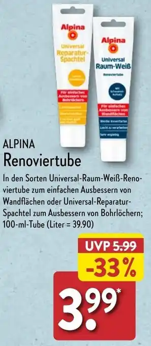 Aldi Nord ALPINA Renoviertube 100 ml Tube Angebot