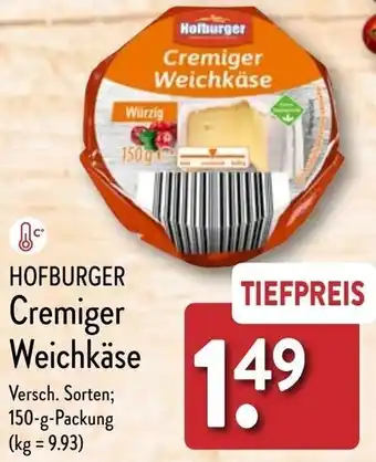 Aldi Nord HOFBURGER Cremiger Weichkäse 150 g Packung Angebot