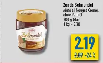 diska Zentis Belmandel Mandel-Nougat-Creme, 300g Angebot