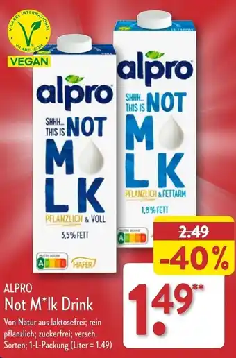 Aldi Nord ALPRO Not M*Ik Drink 1 L Packung Angebot