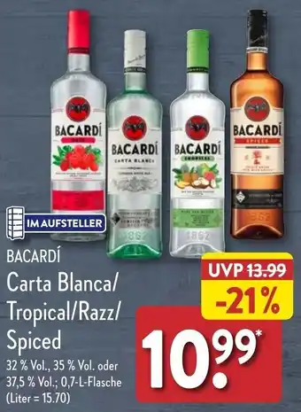 Aldi Nord BACARDÍ Carta Blanca/ Tropical/Razz/ Spiced 0,7 L Flasche Angebot