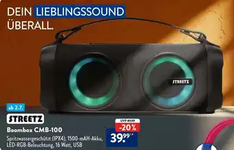 Aldi Nord STREETZ Boombox CMB-100 Angebot