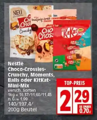 Elli Markt Nestlé Choco-Crossies-Crunchy, Moments, Balls oder KitKat- Mini-Mix 140/198/200g Angebot