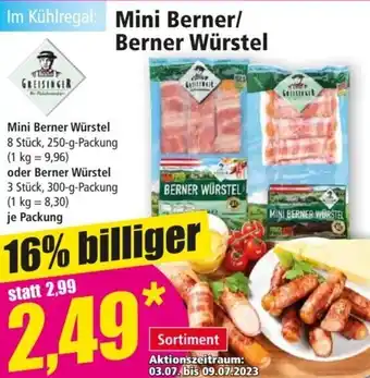 Norma Greisinger Mini Berner/Berner Würstel Angebot