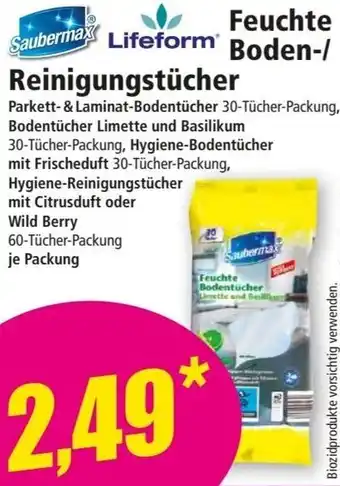 Norma Saubermax Lifeform Feuchte Boden/Reinigungstücher Angebot