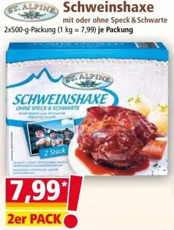 Norma ST. ALPINE Schweinshaxe 2x500 g Packung Angebot