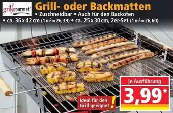 Norma Grill Gourmet Grill oder Backmatten Angebot