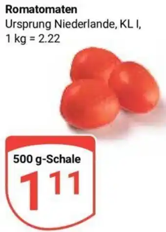 Globus Romatomaten 500 g-Schale Angebot