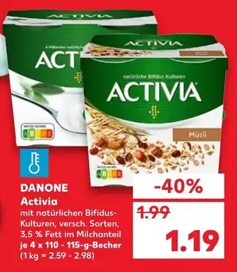 Kaufland Danone Activia 4 x 110-115 g Becher Angebot