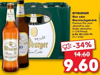 Kaufland Bitburger Bier oder Biermischgetränk 20 x 0.5 L Angebot