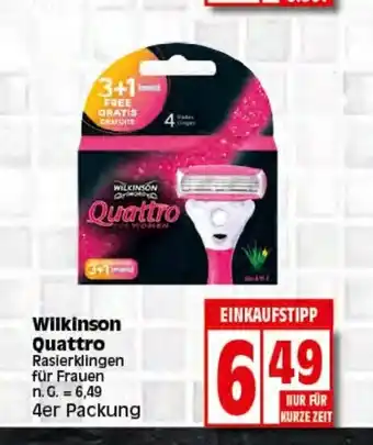 Elli Markt Wilkinson Quattro Rasierklingen für Frauen 4er Packung Angebot