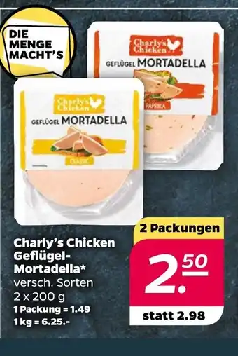 NETTO Charly's Chicken GEFLÜGEL MORTADELLA 2*200g Angebot