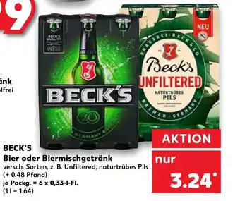 Kaufland Beck's Bier oder Biermischgetränk 6x0,33L Angebot