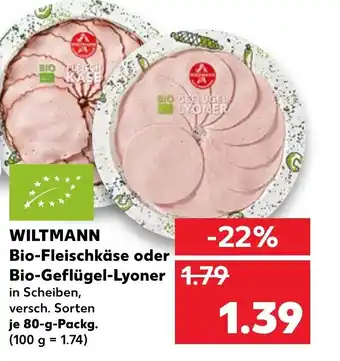 Kaufland Wiltmann Bio Fleischkäse oder Bio Geflügel Lyoner 80g Angebot