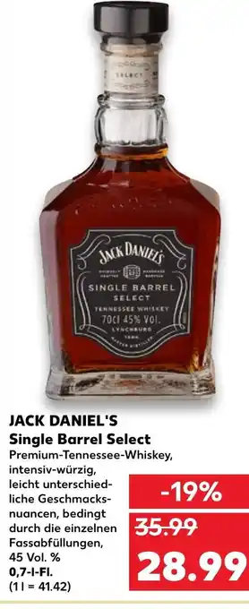 Kaufland Jack Daniel's Single Barrel Select 0,7L Angebot