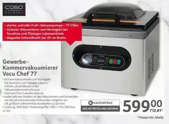 Selgros Gewerbe Kammervakuumierer Vacu Chef 77 Angebot