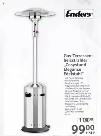 Selgros Enders Gas Terrassen Heizstrahler Cosystand Elegance Edelstahl Angebot