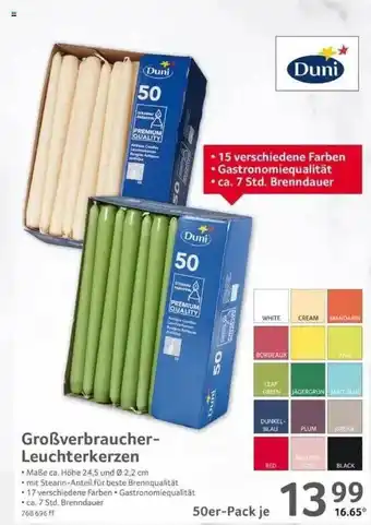 Selgros Duni Großverbraucher Leuchterkerzen Angebot