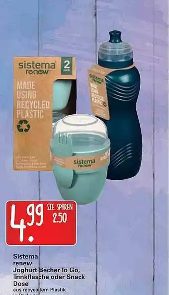 WEZ Sistema Renew Joghurt Becher To Go, Trinkflasche Snack Dose Angebot