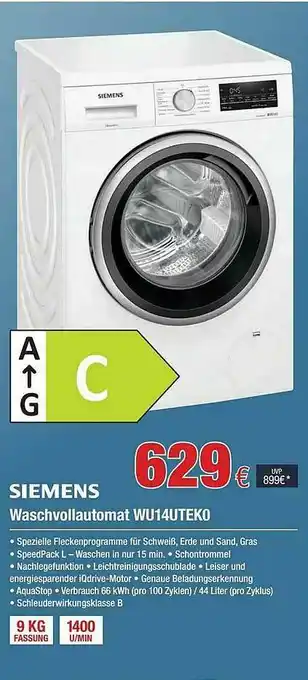 Electroplus Siemens Waschvollautomat Wu14utek0 Angebot