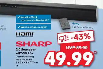 Kaufland Sharp 2.0 Soundbar HT-SB 95 Angebot