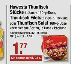 V Markt Hawesta Thunfisch Stücke, Thunfisch Filets Oder Thunfisch Salat Angebot