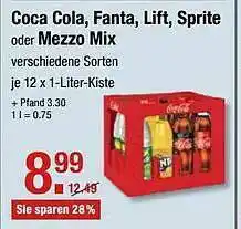 V Markt Coca Cola, Fanta, Lift, Sprite Oder Mezzo Mx Angebot