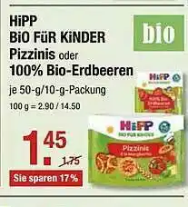 V Markt Hipp Bio Für Kinder Pizzinis Oder 100% Bio-erdbeeren Angebot