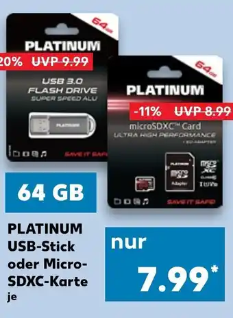 Kaufland Platinum USB Stick oder Micro SDXC Karte Angebot