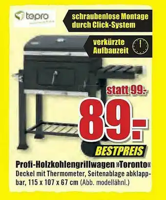 B1 Discount Baumarkt Tepro Profi-holzkohlengrillwagen „toronto” Angebot