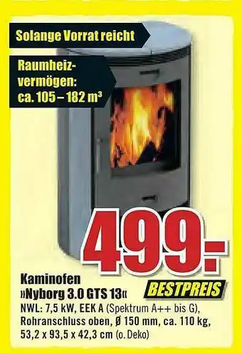 B1 Discount Baumarkt Kaminofen „nyborg 3.0 Gts 13” Angebot