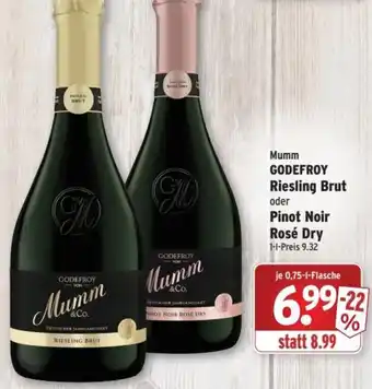 Wasgau Mumm GODEFROY Riesling Brut oder Pinot Noir Rosé Dry 0,75 L Flasche Angebot