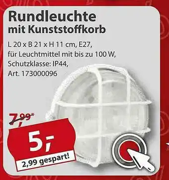 Sonderpreis Baumarkt Rundleuchte Mit Kunststoffkorb Angebot