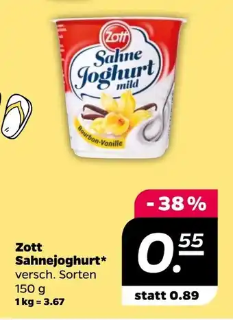 NETTO Zott Sahnejoghurt* versch. Sorten 150g Angebot