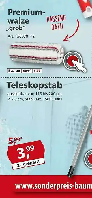 Sonderpreis Baumarkt Premiumwalze „grob” Oder Teleskopstab Angebot