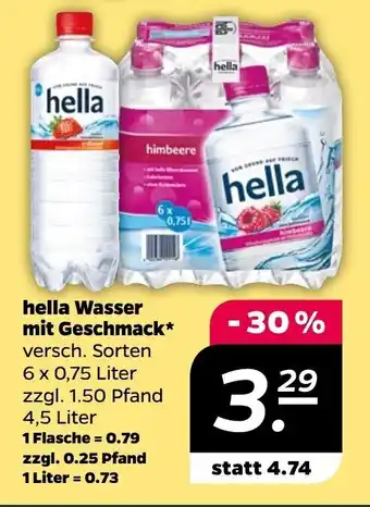 NETTO hella Wasser mit Geschmack* versch. Sorten 6 x 0,75 Liter Angebot