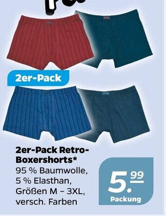 NETTO 2er-Pack Retro-Boxershorts* 95% Baumwolle, 5% Elasthan, Größen M - 3XL, versch. Farben Angebot