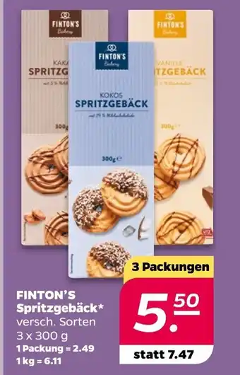 NETTO FINTON'S Spritzgebäck* versch. Sorten 3 x 300 g Angebot