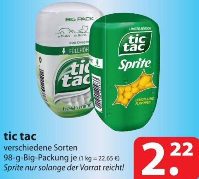 tic tac 98 g Big Packung Angebot bei Famila Nord Ost