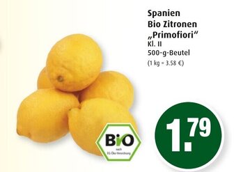 Markant Spanien Bio Zitronen ,,Primofiori"500g Angebot