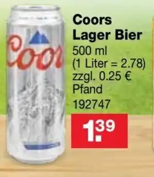 RL-Fundgrube Coors Lager Bier 500 ml Angebot