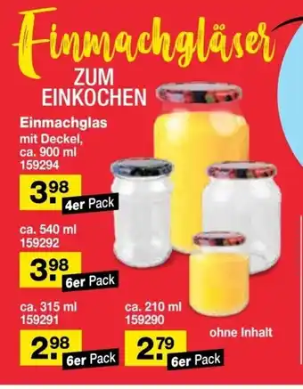 RL-Fundgrube Einmachglas mit Deckel, ca. 900 ml 4er Pack Angebot