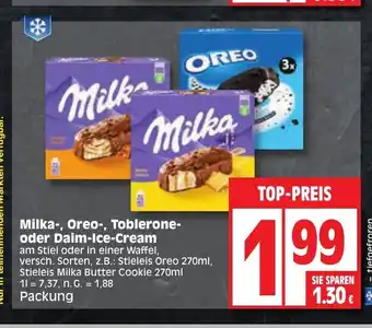 Edeka Milka-, Oreo-, Toblerone-oder Daim-Ice-Cream Packung Angebot