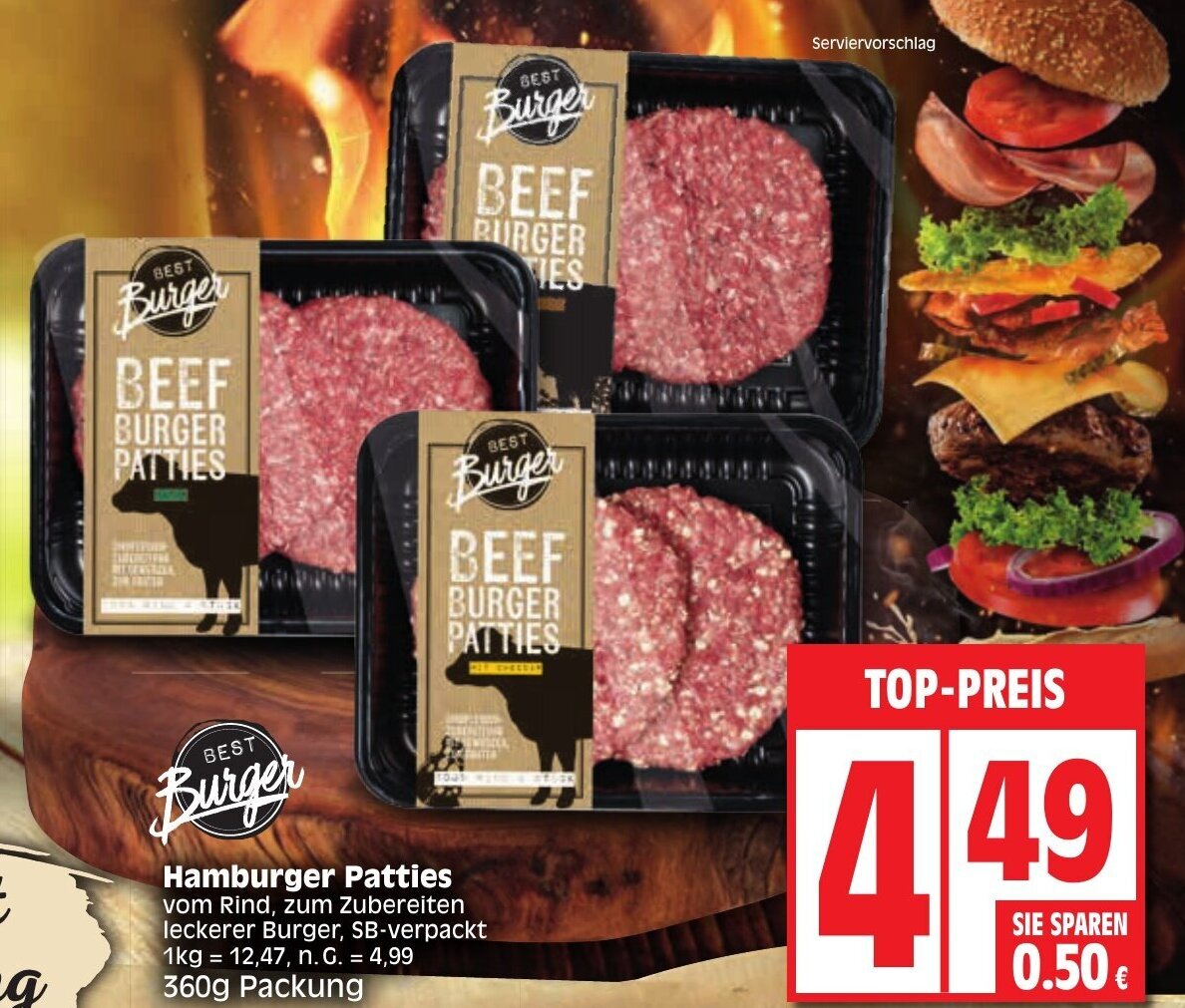 BEST Burger BEEF BURGER PATTIES 360g Angebot bei Edeka