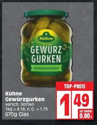 Edeka Kühne Gewürzgurken versch. Sorten 670g Angebot