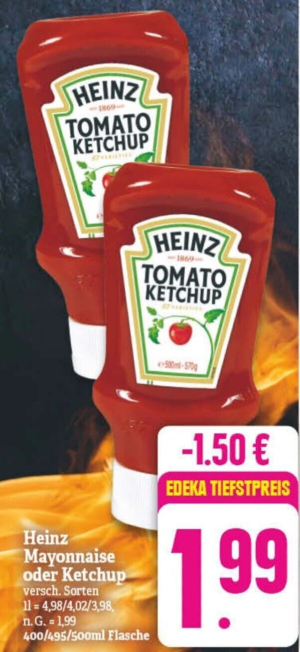Heinz Mayonnaise oder Ketchup 400/495/500ml Flasche Angebot bei NP Discount