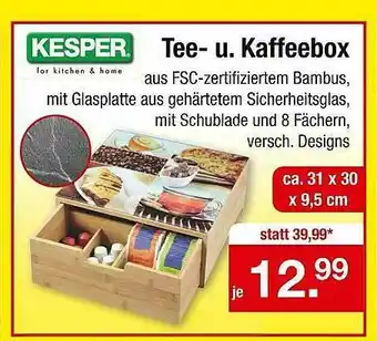 Zimmermann Kesper Tee. U. Kaffeebox Angebot