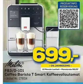 Euronics Berlet Melitta F83.0-101 Caffeo Barista T Smart Kaffeevollautomat Angebot