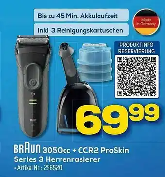 Euronics Berlet Braun 3050cc + Ccr2 Proskin Series 3 Herrenrasierer Angebot